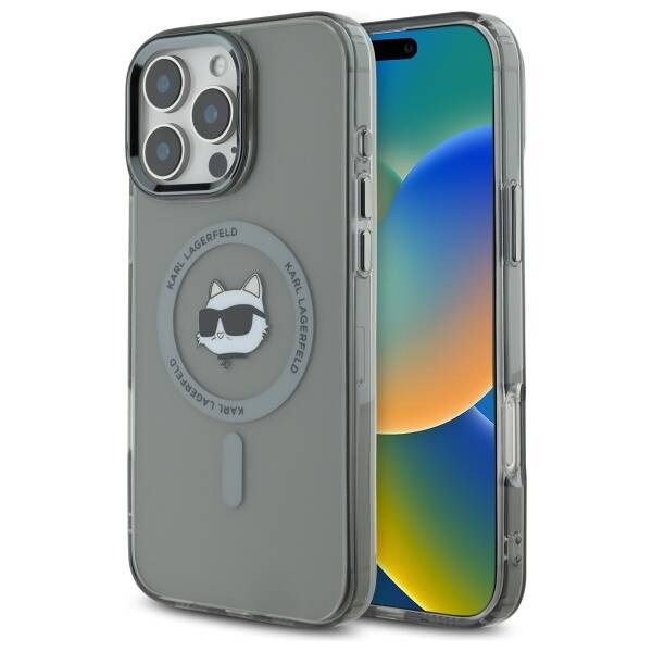 Futrola MagSafe za Apple iPhone 16 Pro, Karl Lagerfeld, IML Metal Choupette's Head, Crna