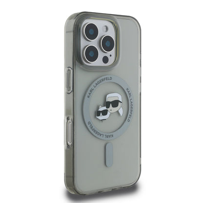 Futrola MagSafe za Apple iPhone 16 Pro, Karl Lagerfeld, IML Metal Karl & Choupette's Heads, Crna