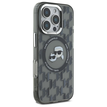 Futrola MagSafe za Apple iPhone 16 Pro, Karl Lagerfeld, IML Monogram Karl & Choupette's Heads, Crna