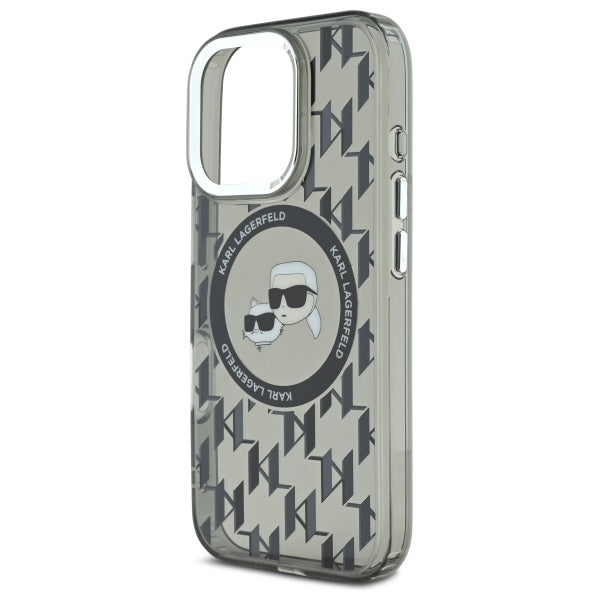 Futrola MagSafe za Apple iPhone 16 Pro, Karl Lagerfeld, IML Monogram Karl & Choupette's Heads, Crna