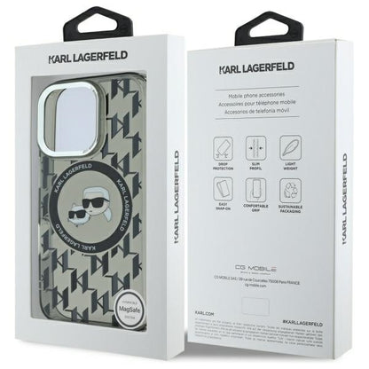 Futrola MagSafe za Apple iPhone 16 Pro, Karl Lagerfeld, IML Monogram Karl & Choupette's Heads, Crna