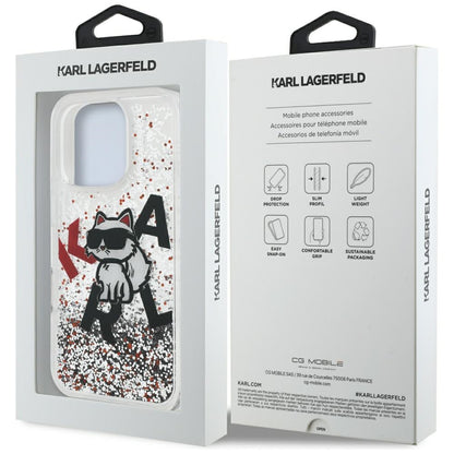 Futrola MagSafe za Apple iPhone 16 Pro, Karl Lagerfeld, Liquid Glitter Choupette Logo, Transparentna
