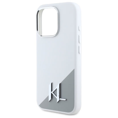 Husa MagSafe za Apple iPhone 16 Pro, Karl Lagerfeld, Silicone Shadow Metal Initial, Bela