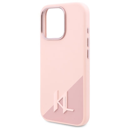Futrola MagSafe za Apple iPhone 16 Pro, Karl Lagerfeld, Silicone Shadow Metal Initial, Roze