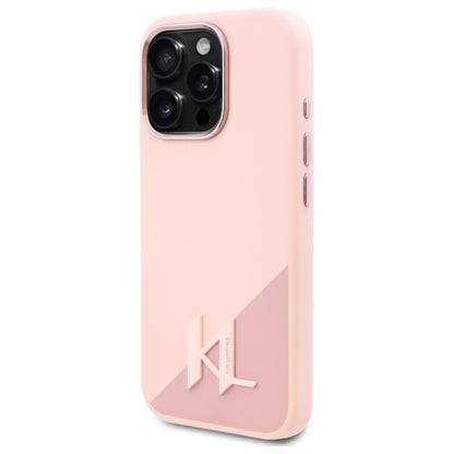 Futrola MagSafe za Apple iPhone 16 Pro, Karl Lagerfeld, Silicone Shadow Metal Initial, Roze