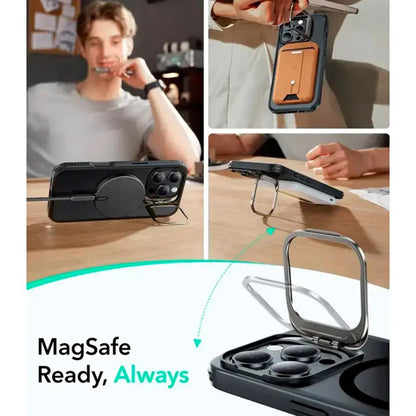 Husa MagSafe za Apple iPhone 16 Pro Max, ESR, Classic Hybrid Kickstand Slide, Crna Satinirana