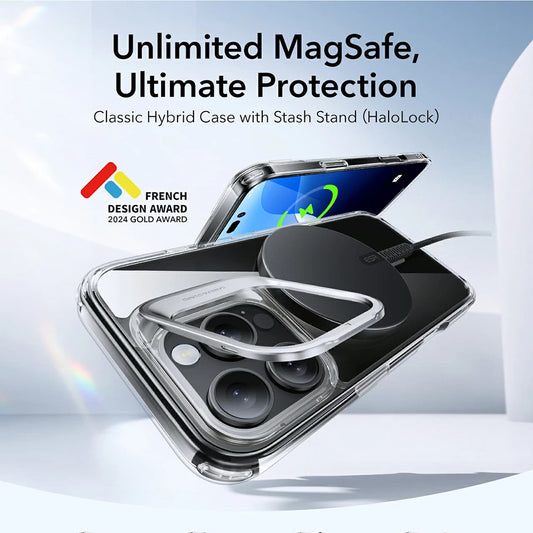 Futrola MagSafe za Apple iPhone 16 Pro Max, ESR, Classic Hybrid Kickstand, Transparentna