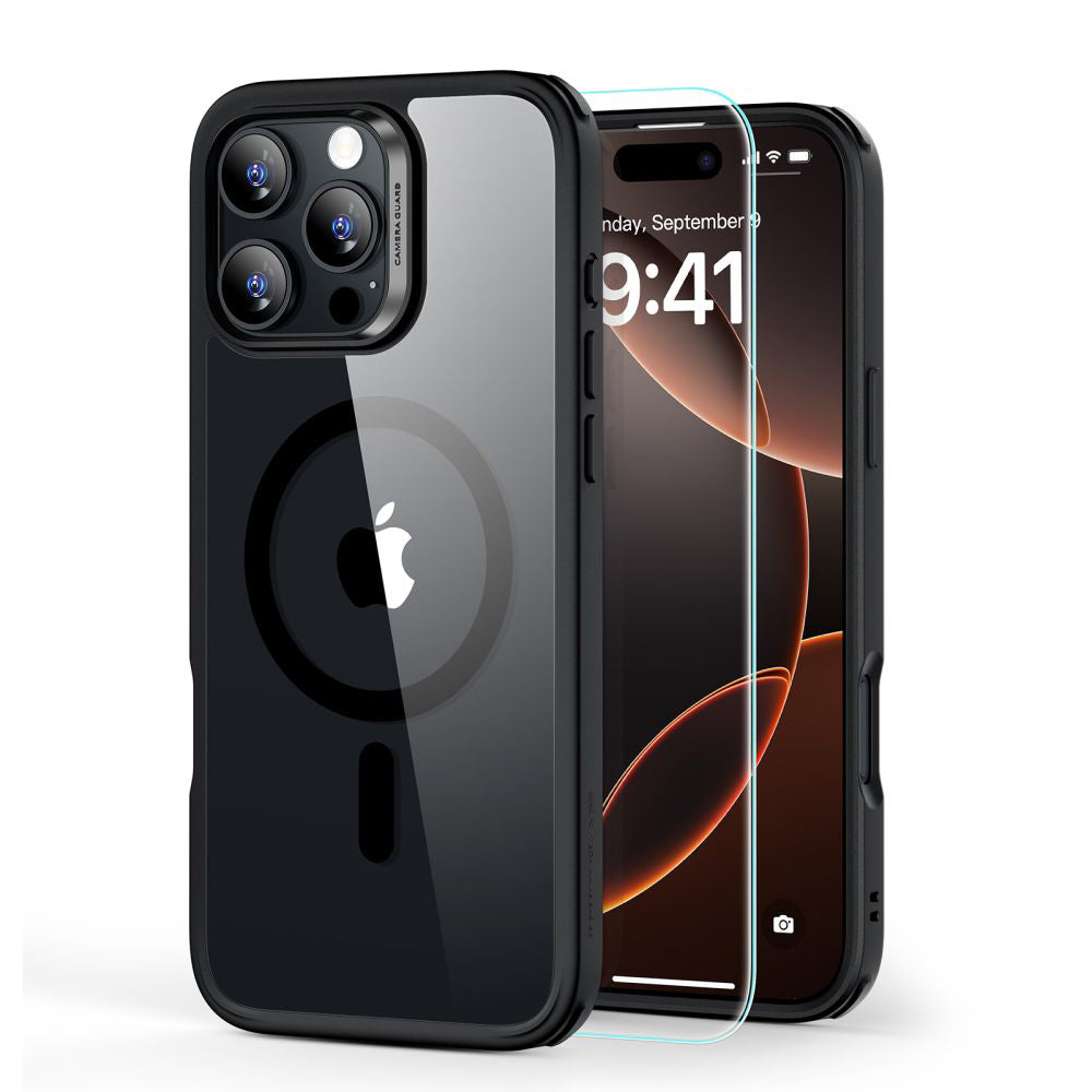 Futrola MagSafe za Apple iPhone 16 Pro Max, ESR, Classic Hybrid sa zaštitnikom ekrana, Crna Transparentna