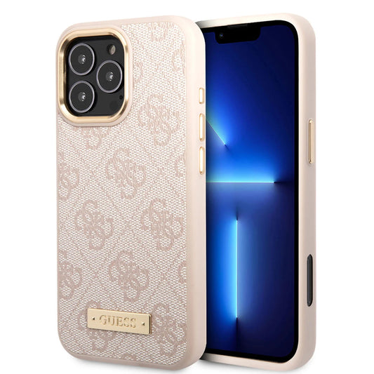 Futrola MagSafe za Apple iPhone 16 Pro Max, Guess, 4G Logo Plate, Roze