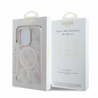 Futrola MagSafe za Apple iPhone 16 Pro Max, Guess, 4G Ring Classic Logo, Roze