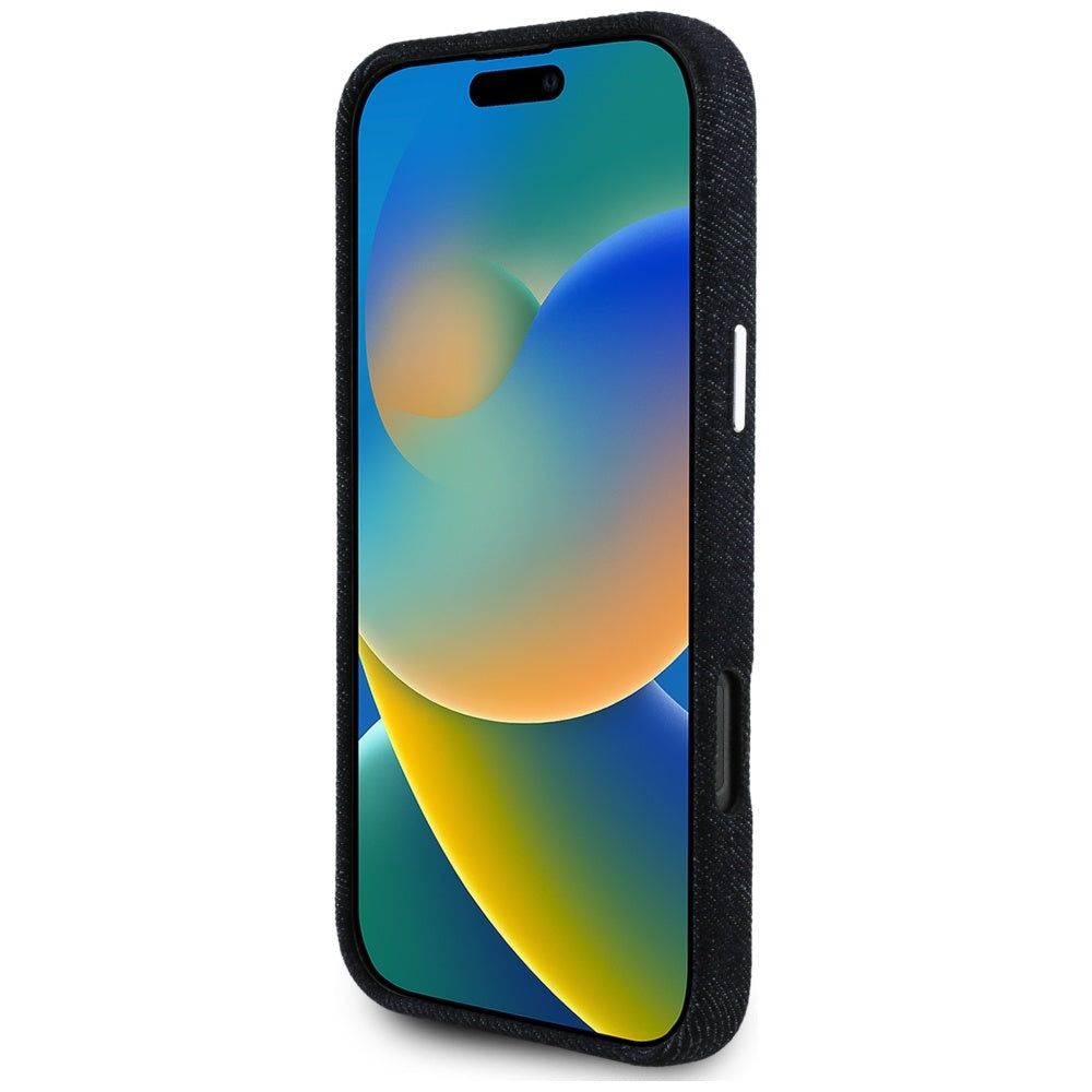 Futrola MagSafe za Apple iPhone 16 Pro Max, Guess, Denim Triangle Logo, Crna