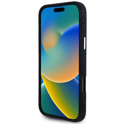 Futrola MagSafe za Apple iPhone 16 Pro Max, Guess, Denim Triangle Logo, Crna