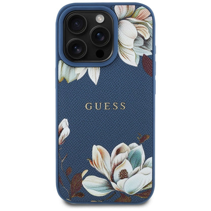 Futrola MagSafe za Apple iPhone 16 Pro Max, Guess, Grained Flowers, Plava
