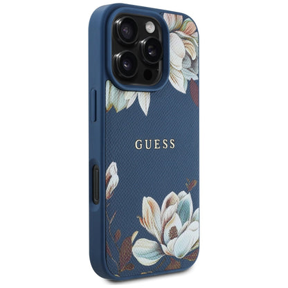 Futrola MagSafe za Apple iPhone 16 Pro Max, Guess, Grained Flowers, Plava