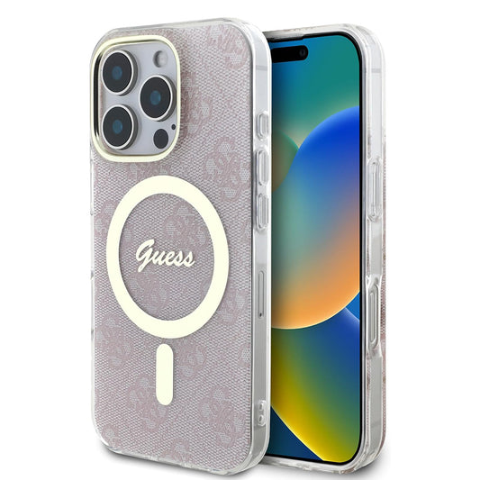 Futrola MagSafe za Apple iPhone 16 Pro Max, Guess, IML 4G, Roze