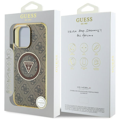 Futrola MagSafe za Apple iPhone 16 Pro Max, Guess, IML Glitter 4G Circle Triangle, Braon