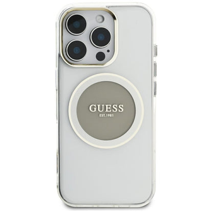 Futrola MagSafe za Apple iPhone 16 Pro Max, Guess, IML Metal Colored Circle, Siva