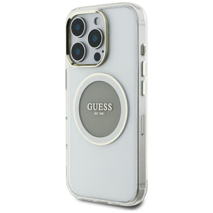 Futrola MagSafe za Apple iPhone 16 Pro Max, Guess, IML Metal Colored Circle, Siva