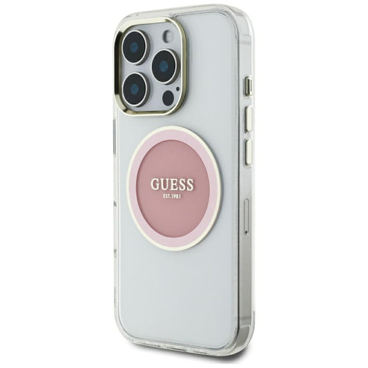 Futrola MagSafe za Apple iPhone 16 Pro Max, Guess, IML Metal Colored Circle, Roze