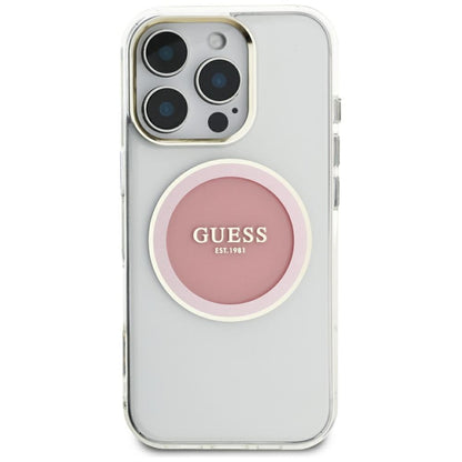 Futrola MagSafe za Apple iPhone 16 Pro Max, Guess, IML Metal Colored Circle, Roze