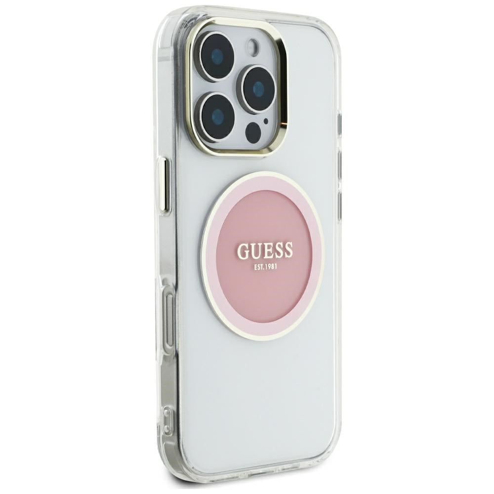 Futrola MagSafe za Apple iPhone 16 Pro Max, Guess, IML Metal Colored Circle, Roze