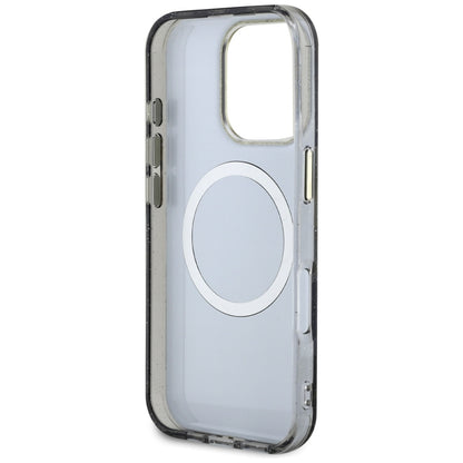 Futrola MagSafe za Apple iPhone 16 Pro Max, Guess, IML Metal Glitter Flowers Triangle, Crna