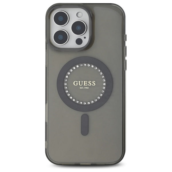 Futrola MagSafe za Apple iPhone 16 Pro Max, Guess, IML Rhinestone, Crna