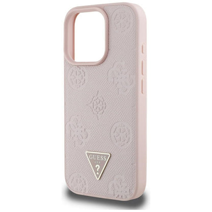 Futrola MagSafe za Apple iPhone 16 Pro Max, Guess, Peony Grained Hot Stamp Triangle, Roze