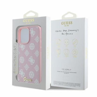 Husa MagSafe za Apple iPhone 16 Pro Max, Guess, Peony Script, Roze