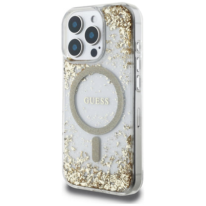 Futrola MagSafe za Apple iPhone 16 Pro Max, Guess, Resin Bottom Glitter, Zlatna