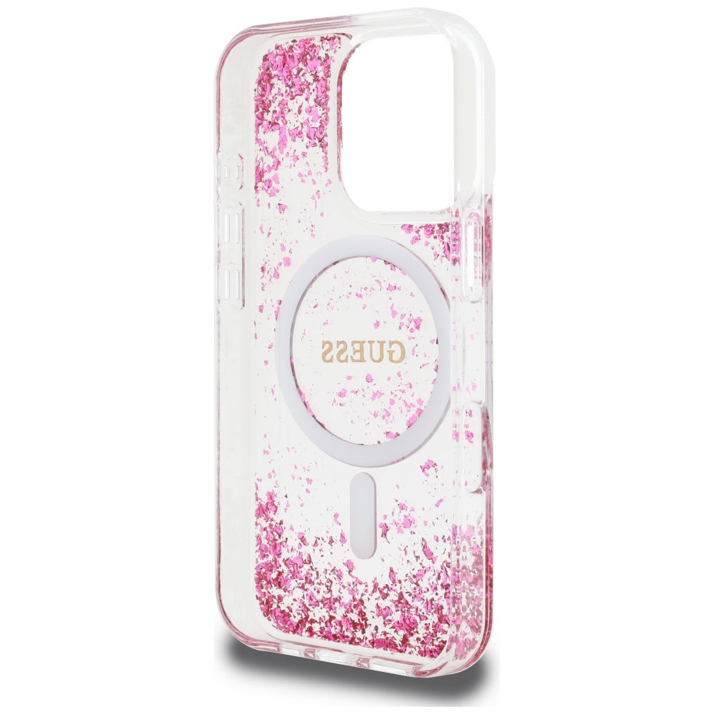 Futrola MagSafe za Apple iPhone 16 Pro Max, Guess, Resin Bottom Glitter, Roze