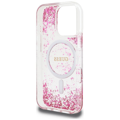 Futrola MagSafe za Apple iPhone 16 Pro Max, Guess, Resin Bottom Glitter, Roze