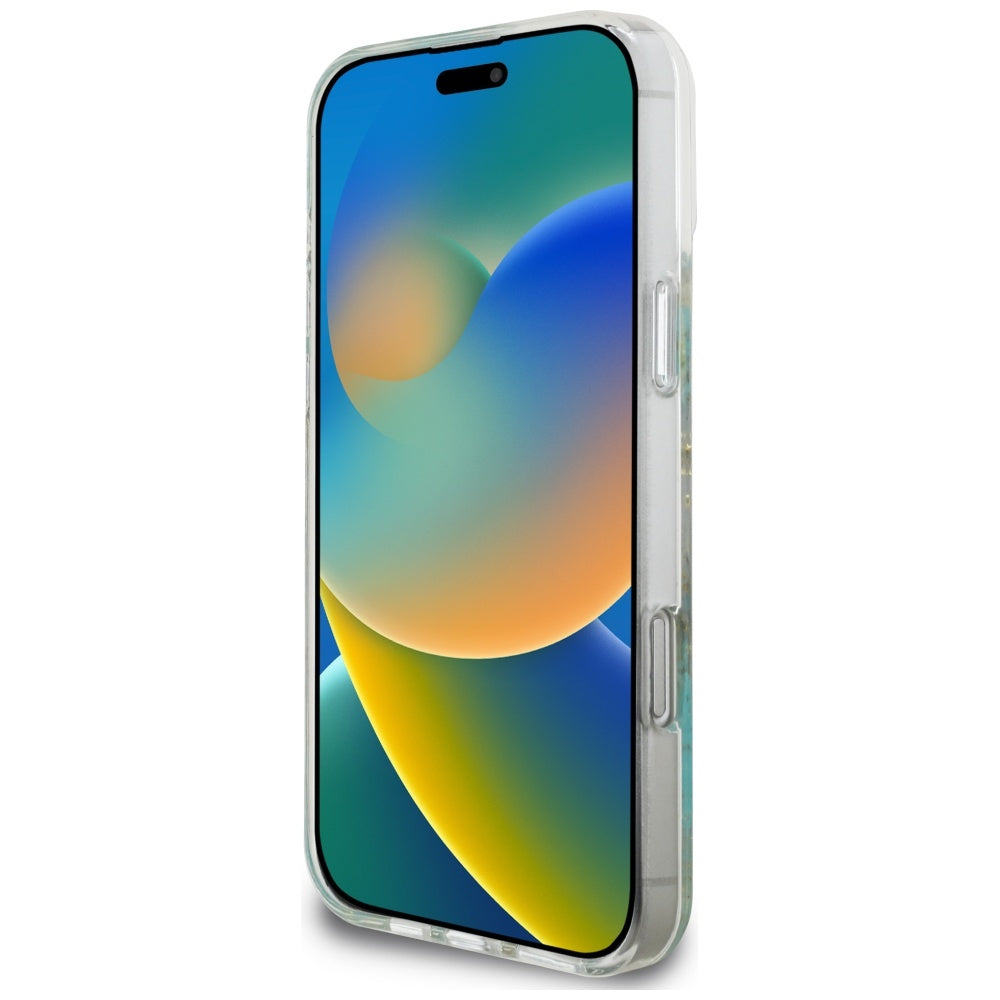 Futrola MagSafe za Apple iPhone 16 Pro Max, Guess, Resin Flowers and Glitter, Tirkiz