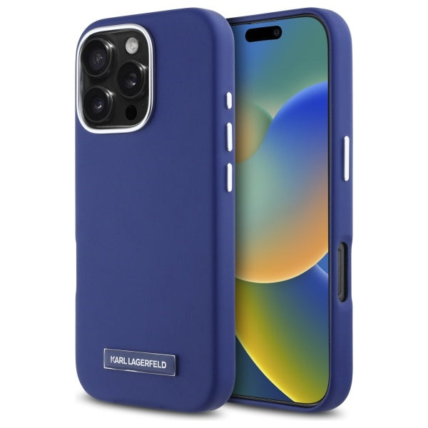 Futrola MagSafe za Apple iPhone 16 Pro Max, Karl Lagerfeld, FW Metal Plate, Plava