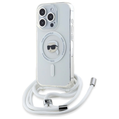 Futrola MagSafe za Apple iPhone 16 Pro Max, Karl Lagerfeld, IML Crossbody Karl's Head, Transparentna