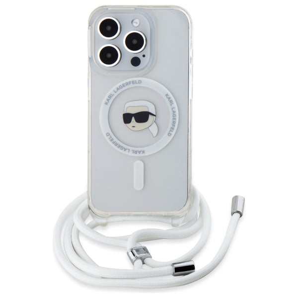 Futrola MagSafe za Apple iPhone 16 Pro Max, Karl Lagerfeld, IML Crossbody Karl's Head, Transparentna