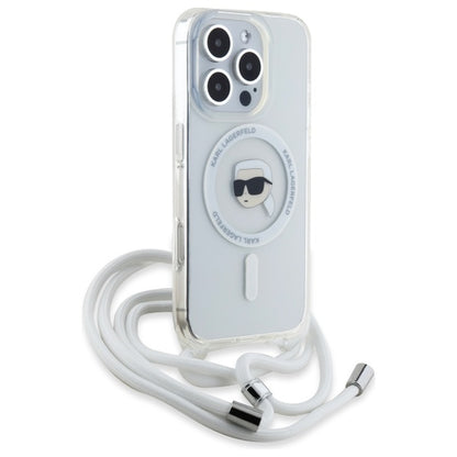 Futrola MagSafe za Apple iPhone 16 Pro Max, Karl Lagerfeld, IML Crossbody Karl's Head, Transparentna