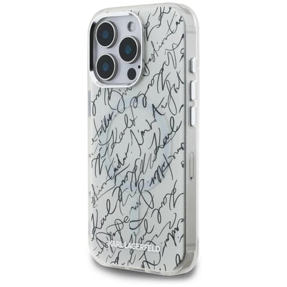Futrola MagSafe za Apple iPhone 16 Pro Max, Karl Lagerfeld, IML Karl Script Pattern, Bela