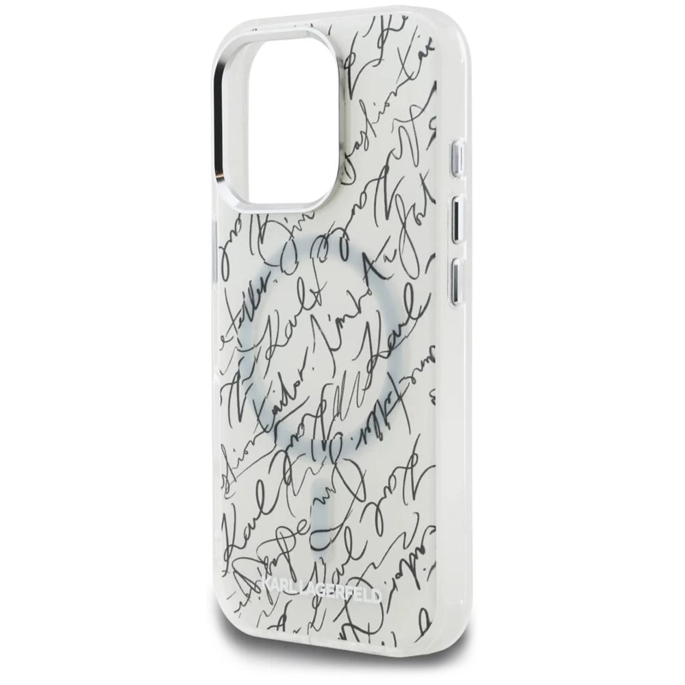 Futrola MagSafe za Apple iPhone 16 Pro Max, Karl Lagerfeld, IML Karl Script Pattern, Bela