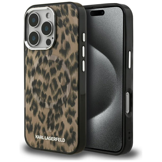 Futrola MagSafe za Apple iPhone 16 Pro Max, Karl Lagerfeld, IML Leopard Pattern, Braon