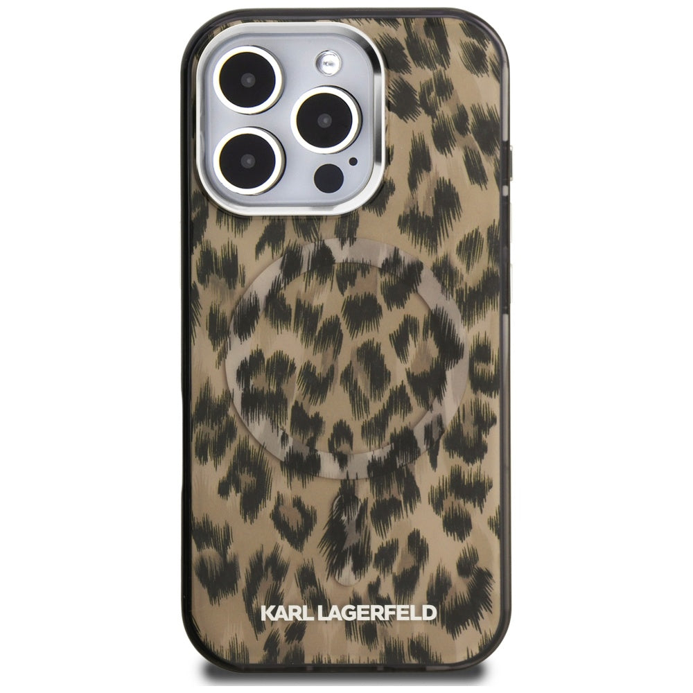 Futrola MagSafe za Apple iPhone 16 Pro Max, Karl Lagerfeld, IML Leopard Pattern, Braon