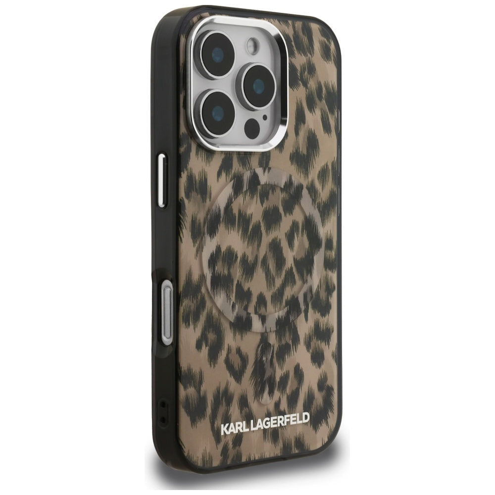 Futrola MagSafe za Apple iPhone 16 Pro Max, Karl Lagerfeld, IML Leopard Pattern, Braon