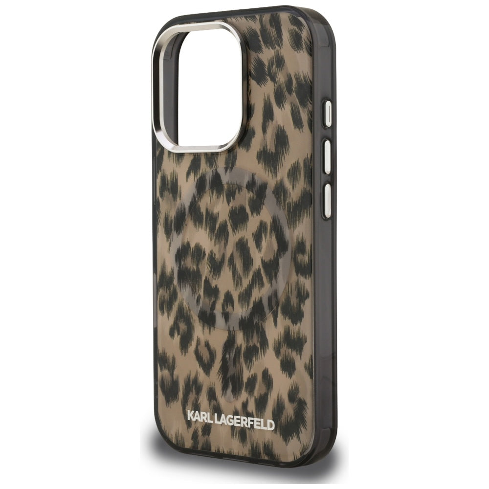 Futrola MagSafe za Apple iPhone 16 Pro Max, Karl Lagerfeld, IML Leopard Pattern, Braon