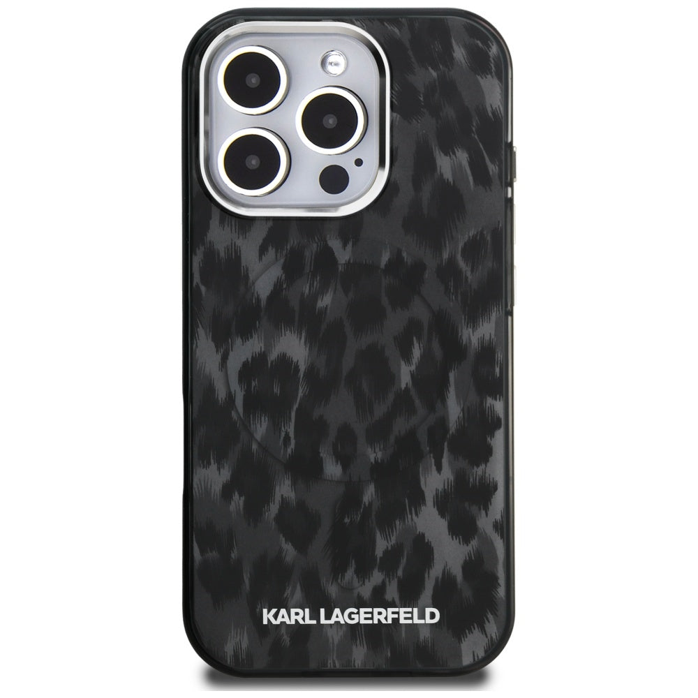 Futrola MagSafe za Apple iPhone 16 Pro Max, Karl Lagerfeld, IML Leopard Pattern, Crna