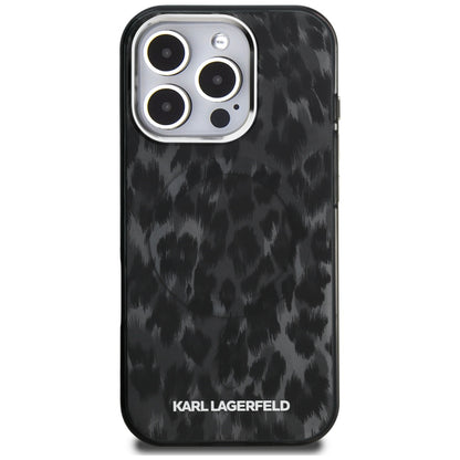 Futrola MagSafe za Apple iPhone 16 Pro Max, Karl Lagerfeld, IML Leopard Pattern, Crna