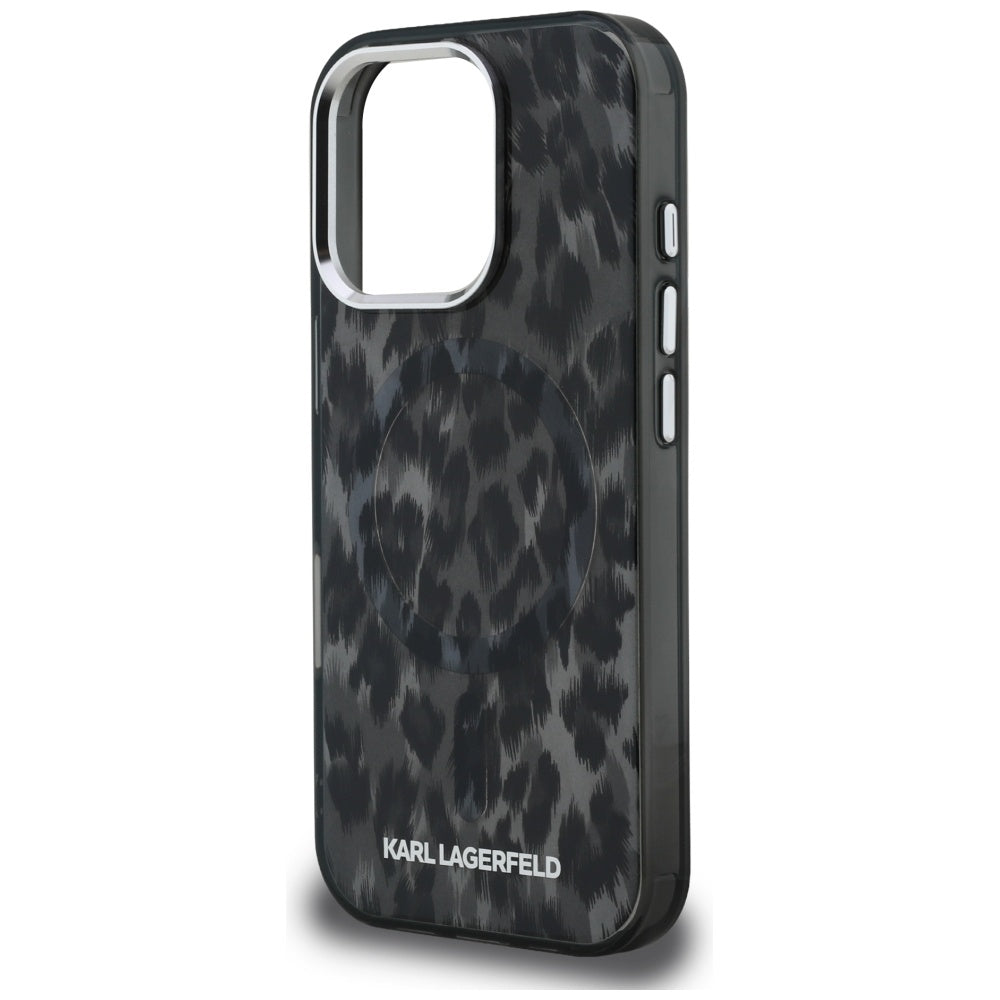 Futrola MagSafe za Apple iPhone 16 Pro Max, Karl Lagerfeld, IML Leopard Pattern, Crna