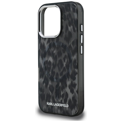 Futrola MagSafe za Apple iPhone 16 Pro Max, Karl Lagerfeld, IML Leopard Pattern, Crna