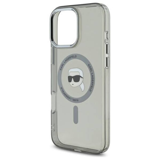 Futrola MagSafe za Apple iPhone 16 Pro Max, Karl Lagerfeld, IML Metal Karl's Head, Crna