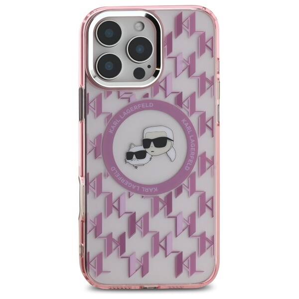 Futrola MagSafe za Apple iPhone 16 Pro Max, Karl Lagerfeld, IML Monogram Karl & Choupette's Heads, Roze