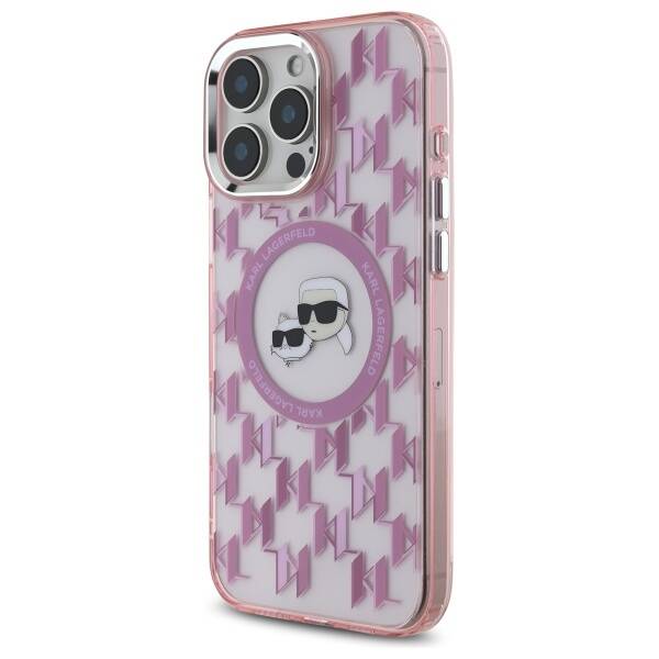 Futrola MagSafe za Apple iPhone 16 Pro Max, Karl Lagerfeld, IML Monogram Karl & Choupette's Heads, Roze